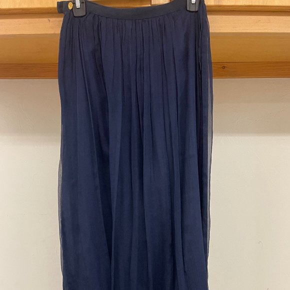 Line Dot Line Dot navy pleated full length skirt size S - Picture 2 of 9